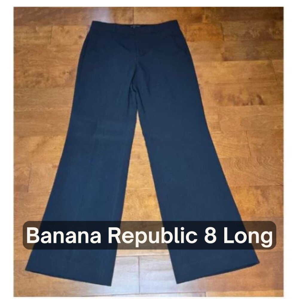 Banana Republic Blake Pants 8L Black Full Length Bootcut Trouser